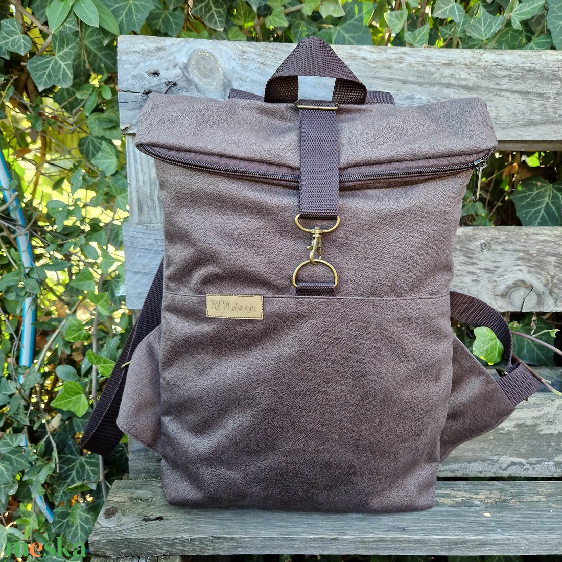 RE'A dizájn Oak Brown rolltop hátizsák  S méret - táska & tok - hátizsák - roll top hátizsák - Meska.hu