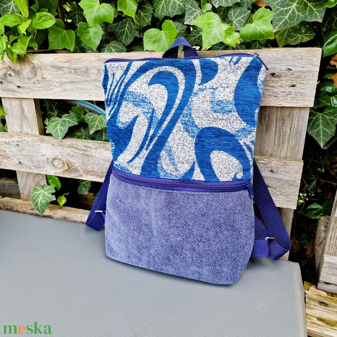 RE'A dizájn Blue Waves trapéz hátizsák - táska & tok - hátizsák - roll top hátizsák - Meska.hu