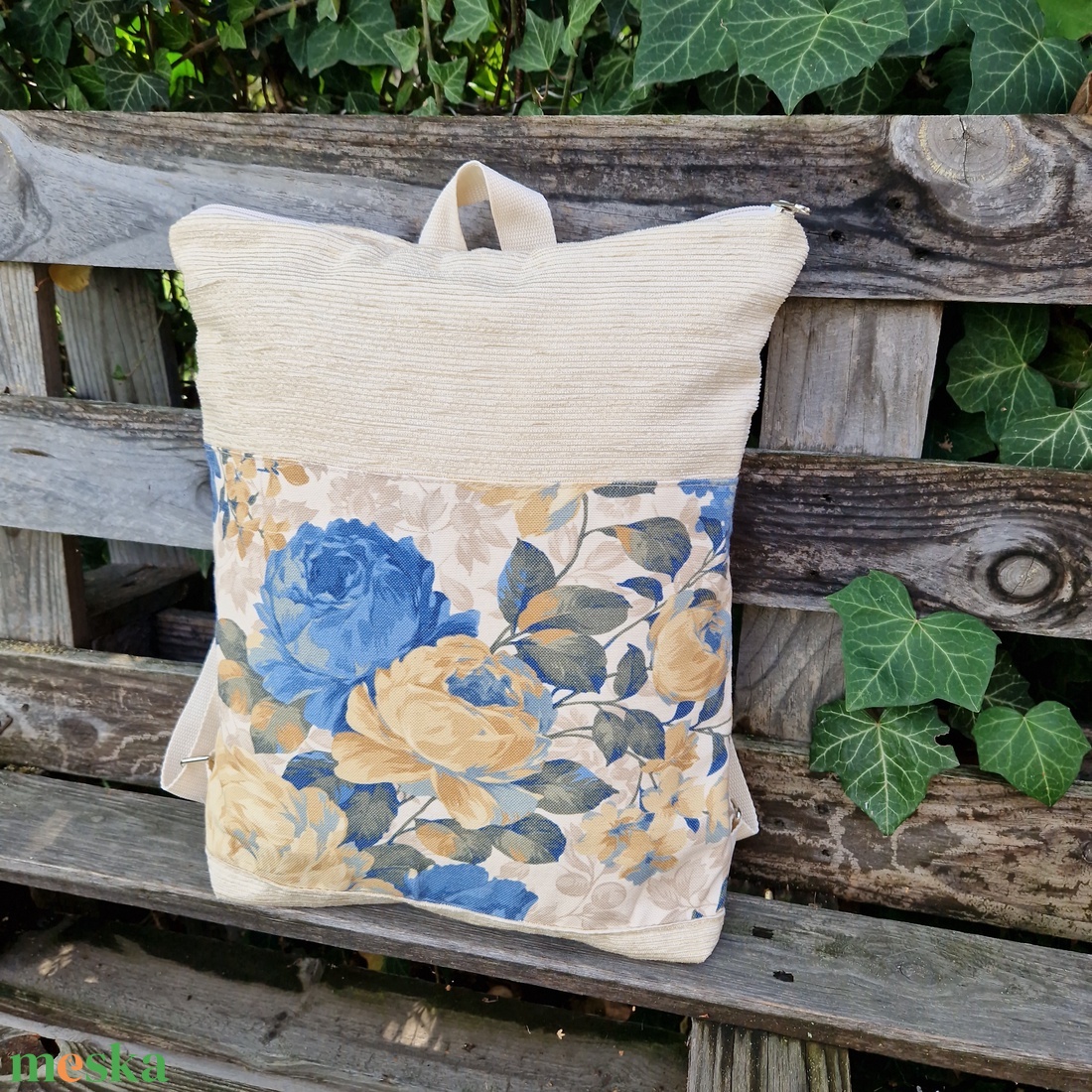 RE'A dizájn Soft Roses - blue hátizsák - táska & tok - hátizsák - hátizsák - Meska.hu