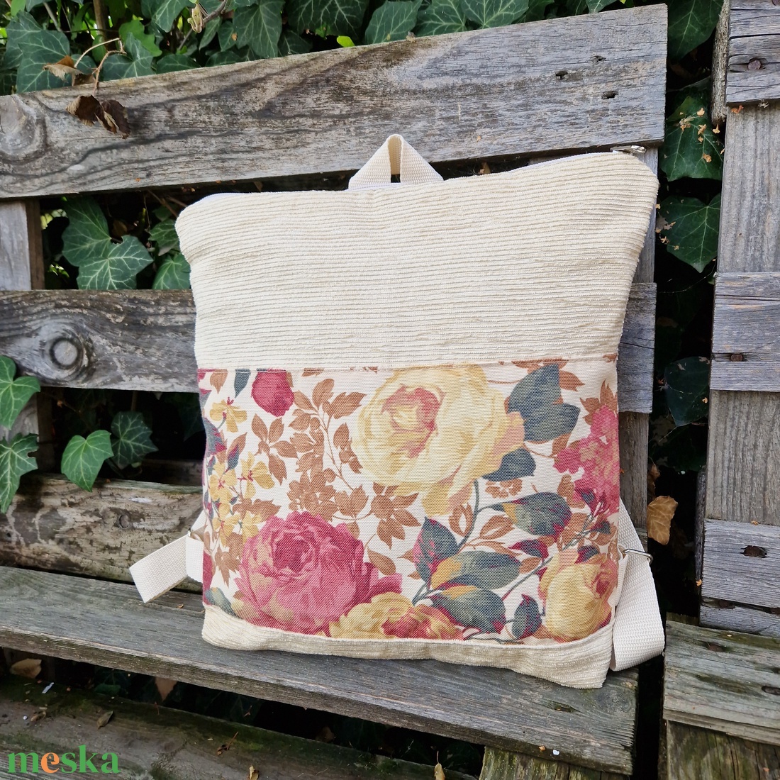 RE'A dizájn Soft Roses - pink hátizsák - táska & tok - hátizsák - hátizsák - Meska.hu