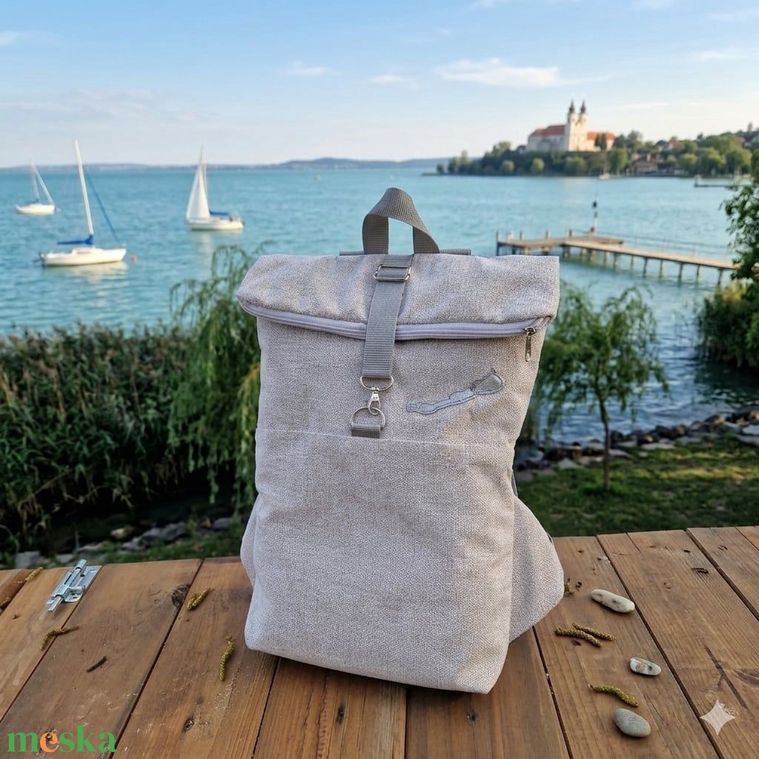 RE'A dizájn Szürke Balaton rolltop hátizsák � M méret - táska & tok - hátizsák - roll top hátizsák - Meska.hu