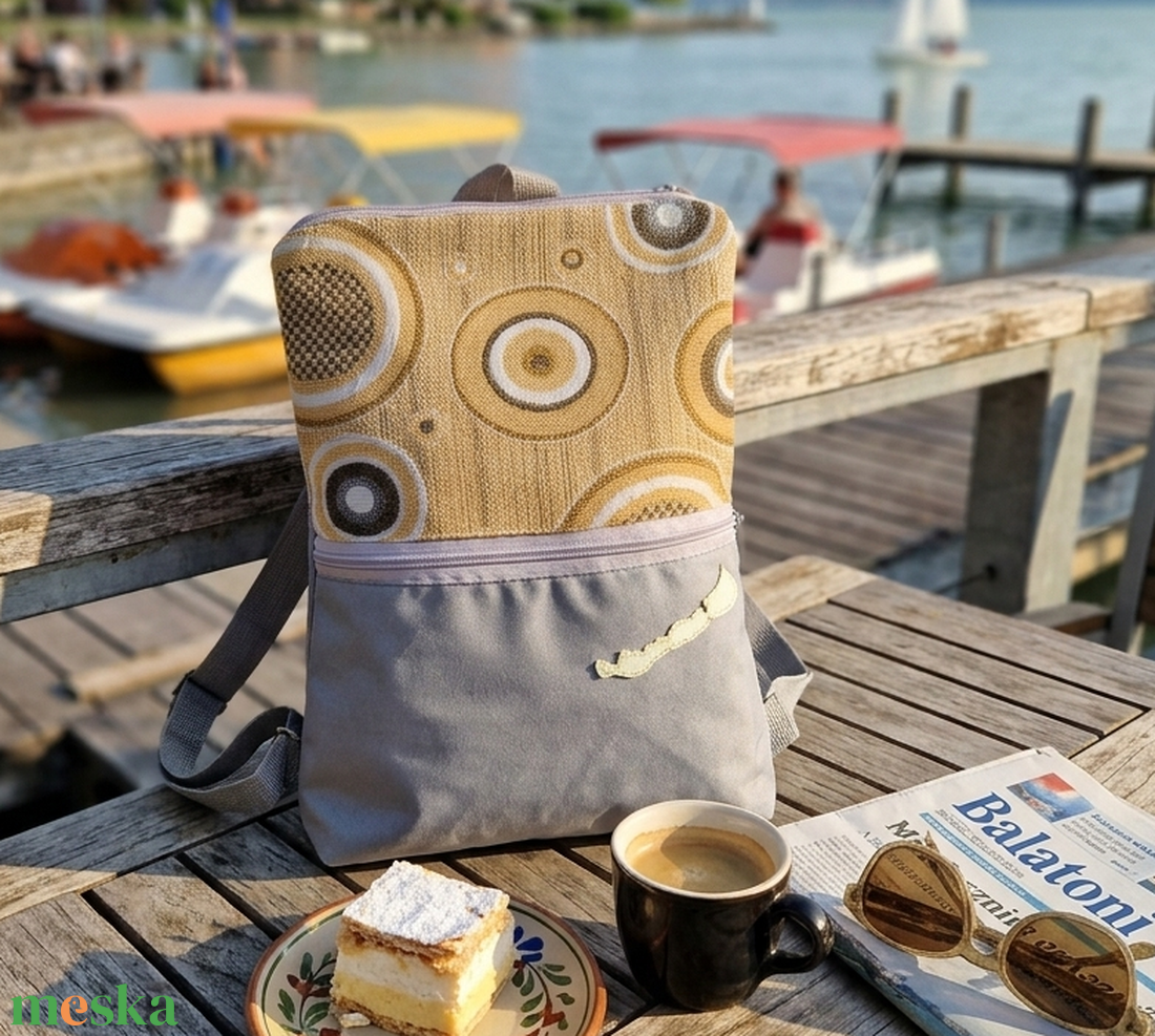 RE'A dizájn Sárga karikás Balaton hátizsák � S méret - táska & tok - hátizsák - roll top hátizsák - Meska.hu