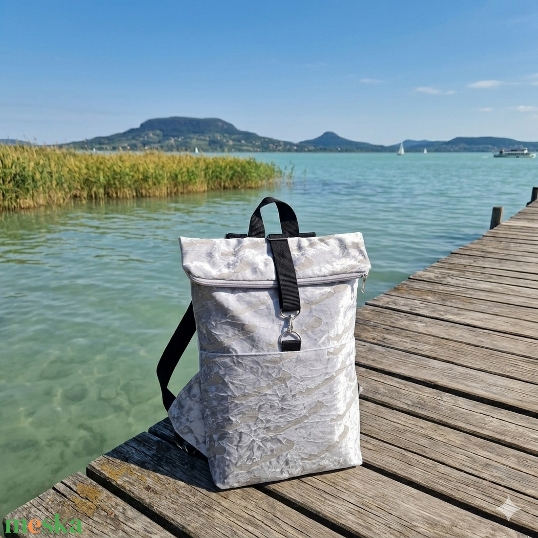 RE'A dizájn Ezüst Full Balaton rolltop hátizsák � M méret - táska & tok - hátizsák - roll top hátizsák - Meska.hu