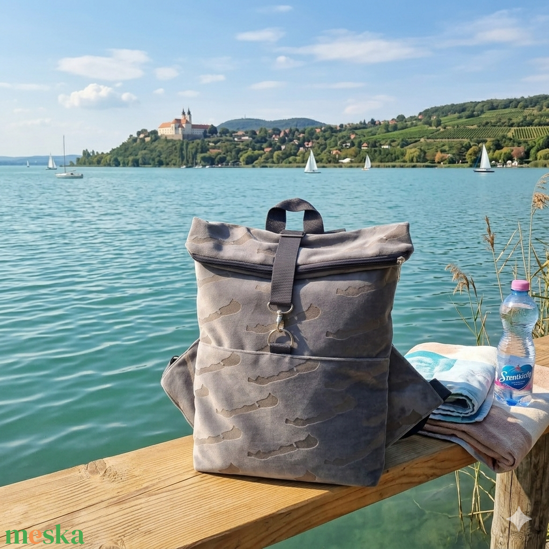 RE'A dizájn Szürke Full Balaton rolltop hátizsák � S méret - táska & tok - hátizsák - roll top hátizsák - Meska.hu