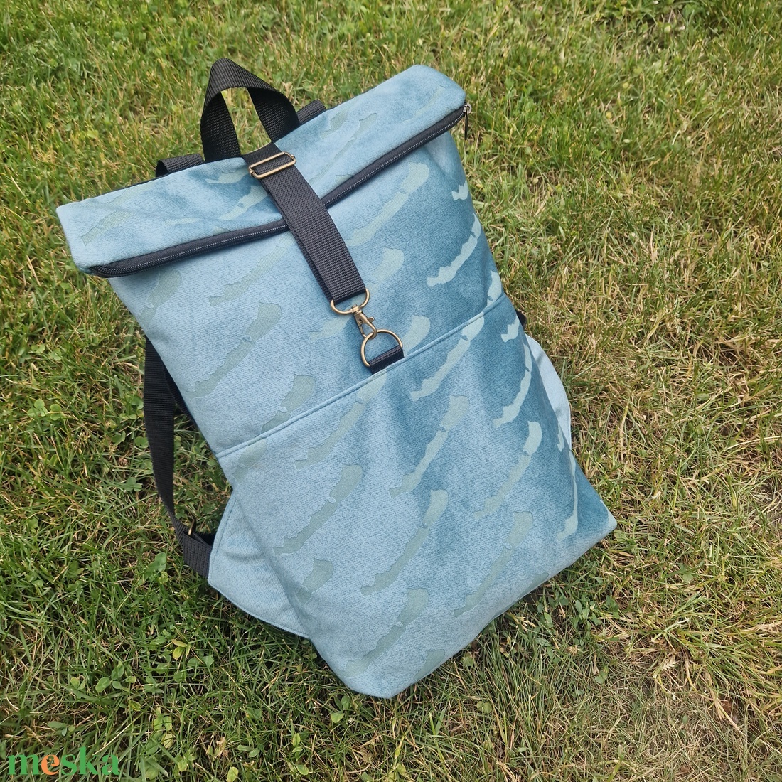 RE'A dizájn Türkizzöld Full Balaton rolltop 1.  - nagyobb M méret - táska & tok - hátizsák - roll top hátizsák - Meska.hu