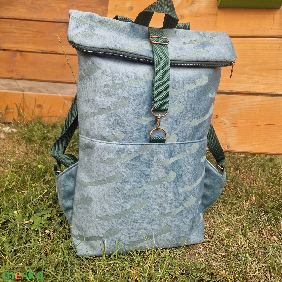 RE'A dizájn Türkizzöld Full Balaton rolltop 2.  - nagyobb M méret - táska & tok - hátizsák - roll top hátizsák - Meska.hu