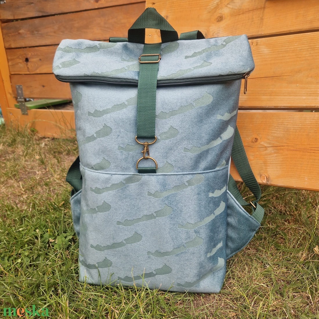 RE'A dizájn Türkizzöld Full Balaton rolltop 2.  - nagyobb M méret - táska & tok - hátizsák - roll top hátizsák - Meska.hu