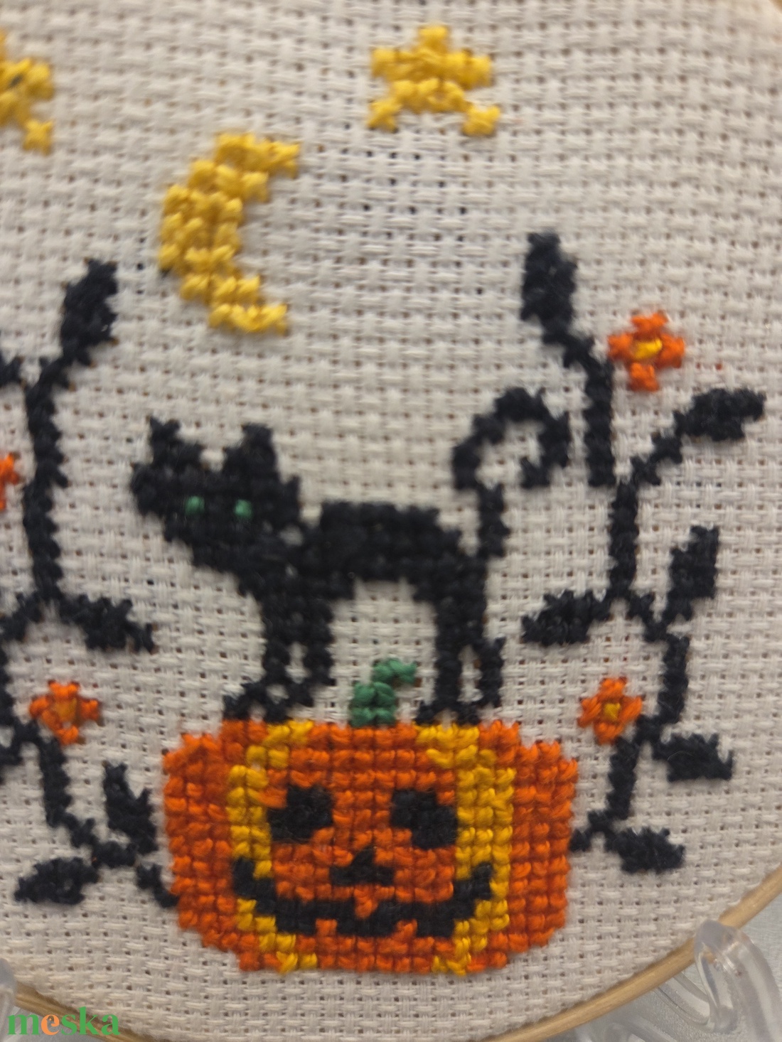 Őszi minikép/kopogtató - művészet - textilkép - keresztszemes - Meska.hu