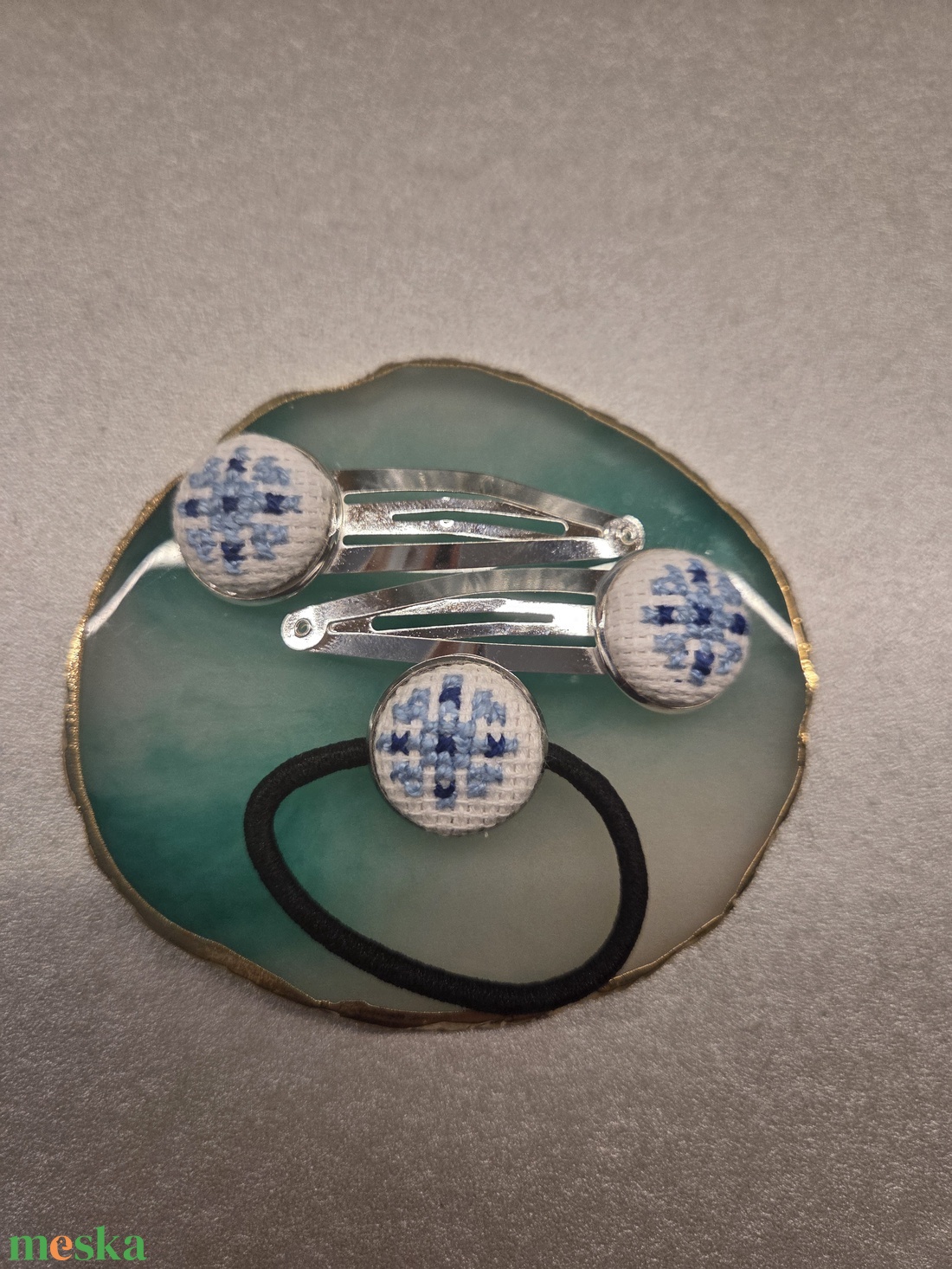 Hópelyhes hajcsat+hajgumi szett - ruha & divat - hajdísz & hajcsat - hajgumi - Meska.hu