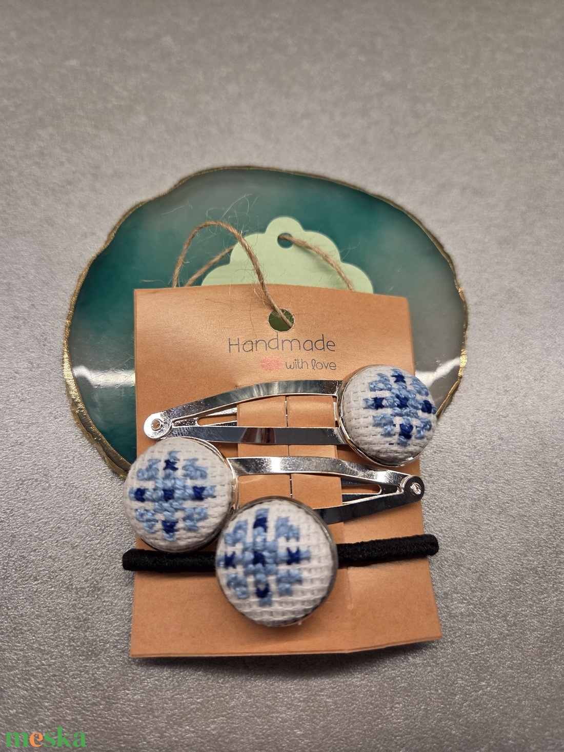 Hópelyhes hajcsat+hajgumi szett - ruha & divat - hajdísz & hajcsat - hajgumi - Meska.hu