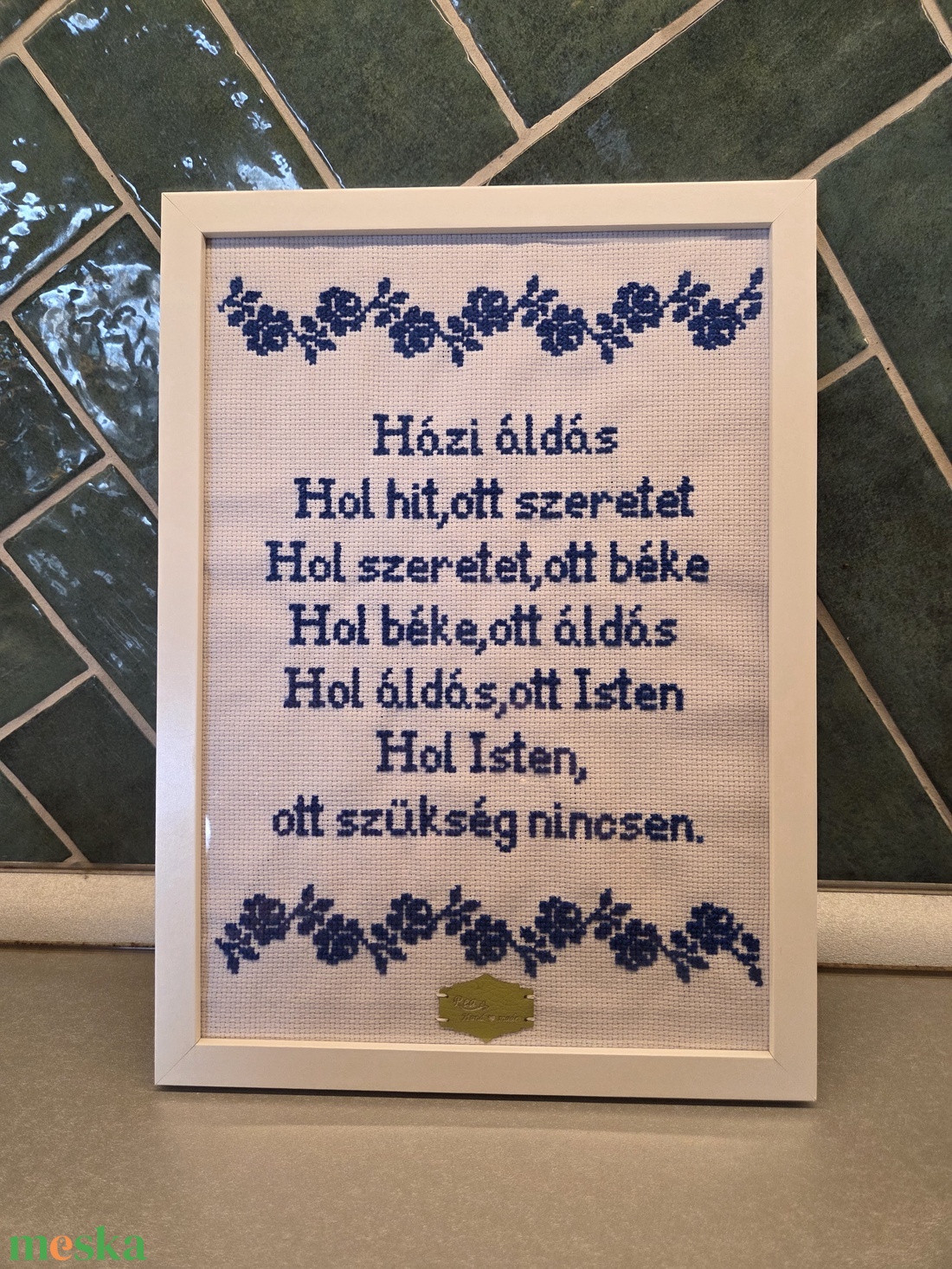 Házi áldás - művészet - textilkép - keresztszemes - Meska.hu