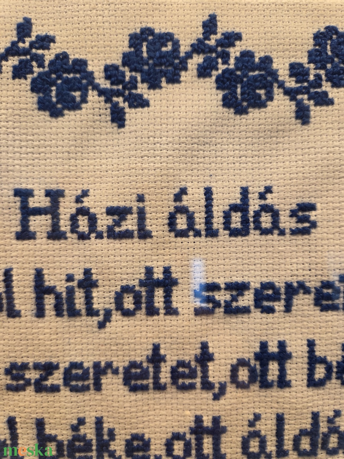 Házi áldás - művészet - textilkép - keresztszemes - Meska.hu