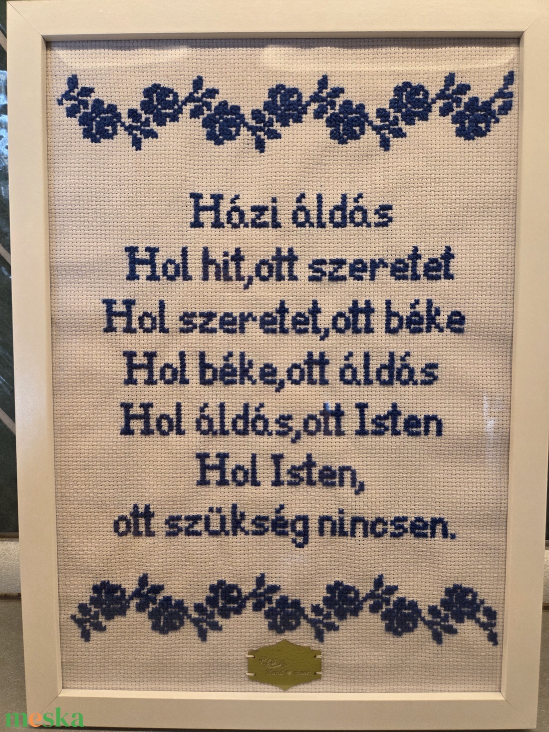 Házi áldás - művészet - textilkép - keresztszemes - Meska.hu