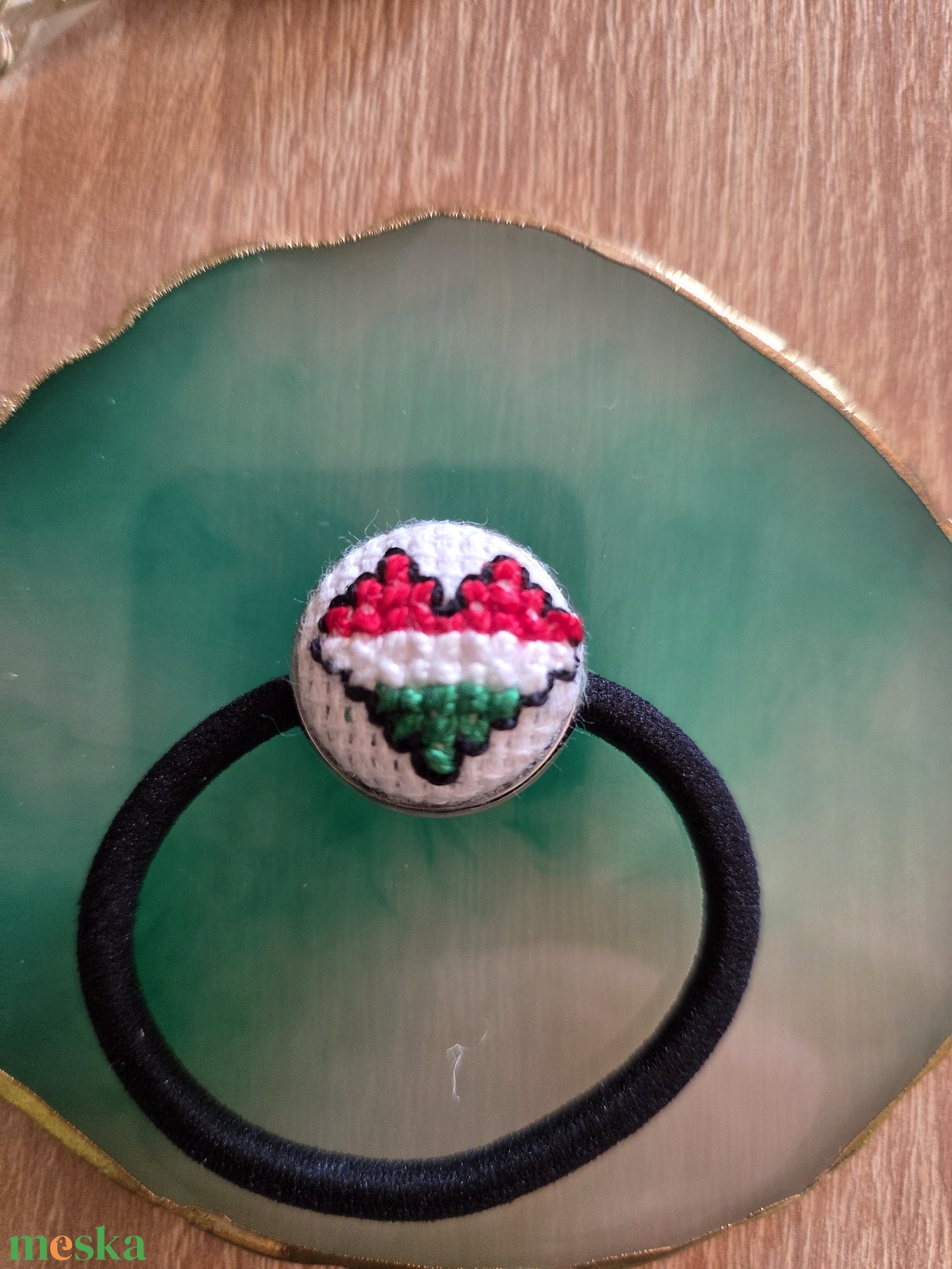 Nemzeti színű hajcsat+hajgumi szett - ruha & divat - hajdísz & hajcsat - hajgumi - Meska.hu