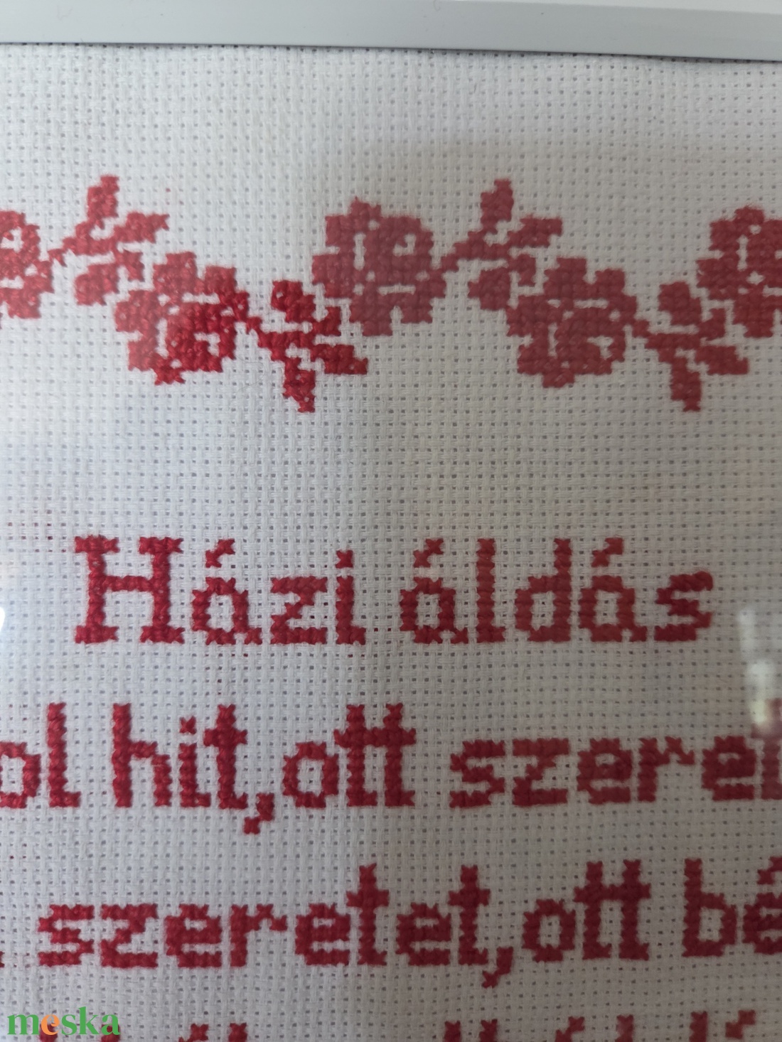 Házi áldás - művészet - textilkép - keresztszemes - Meska.hu