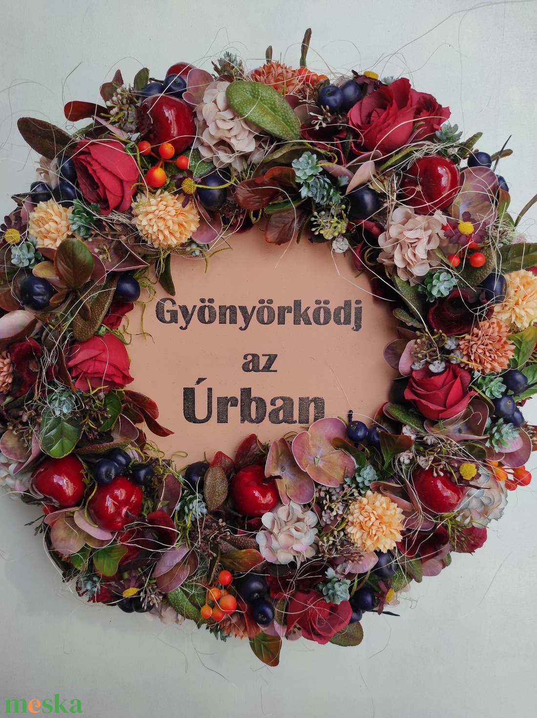Őszi színkavalkád bibliai idézetes ajtódísz, kopogtató - otthon & életmód - dekoráció - ajtó- és ablak dekoráció - ajtódísz & kopogtató - Meska.hu