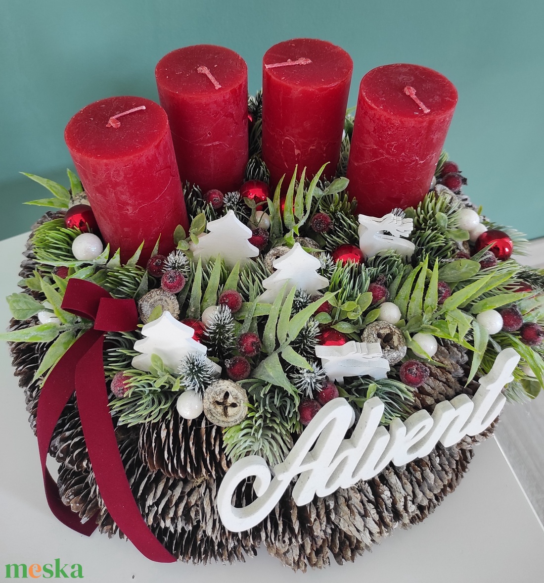 Advent feliratú piros adventi koszorú - karácsony - adventi díszek - adventi koszorú - Meska.hu Advent feliratú piros adventi koszorú - karácsony - adventi díszek - adventi koszorú - Meska.hu