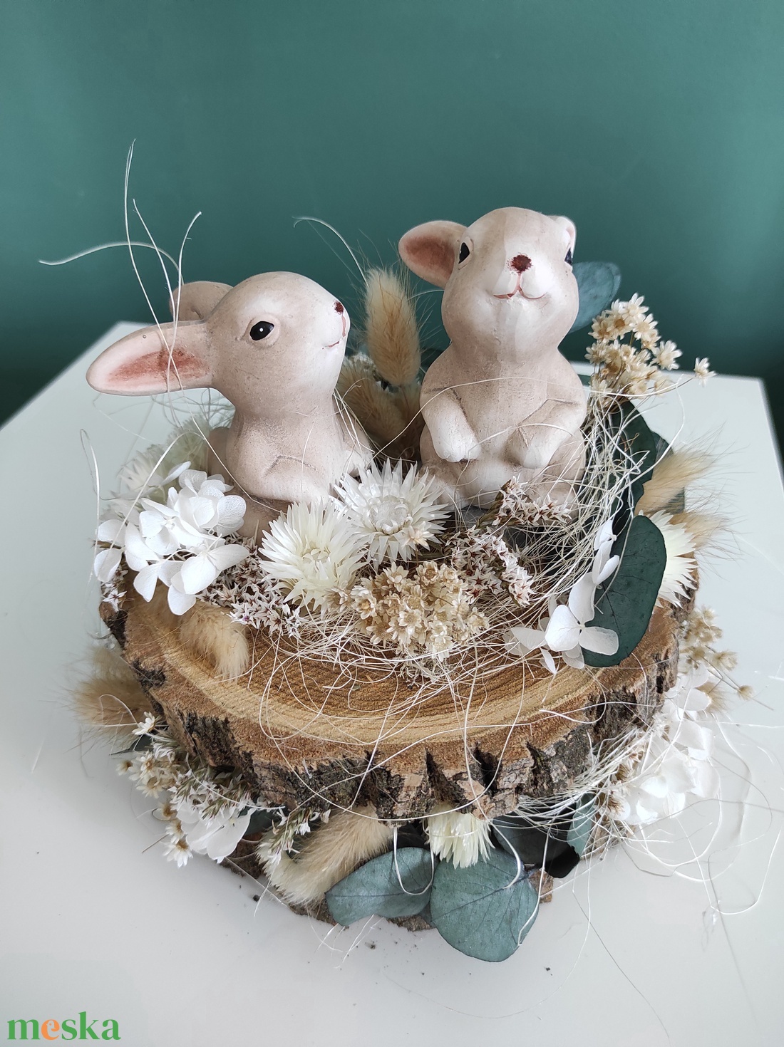 Húsvéti asztaldísz szárított virágokkal - otthon & életmód - dekoráció - asztal és polc dekoráció - asztaldísz - Meska.hu