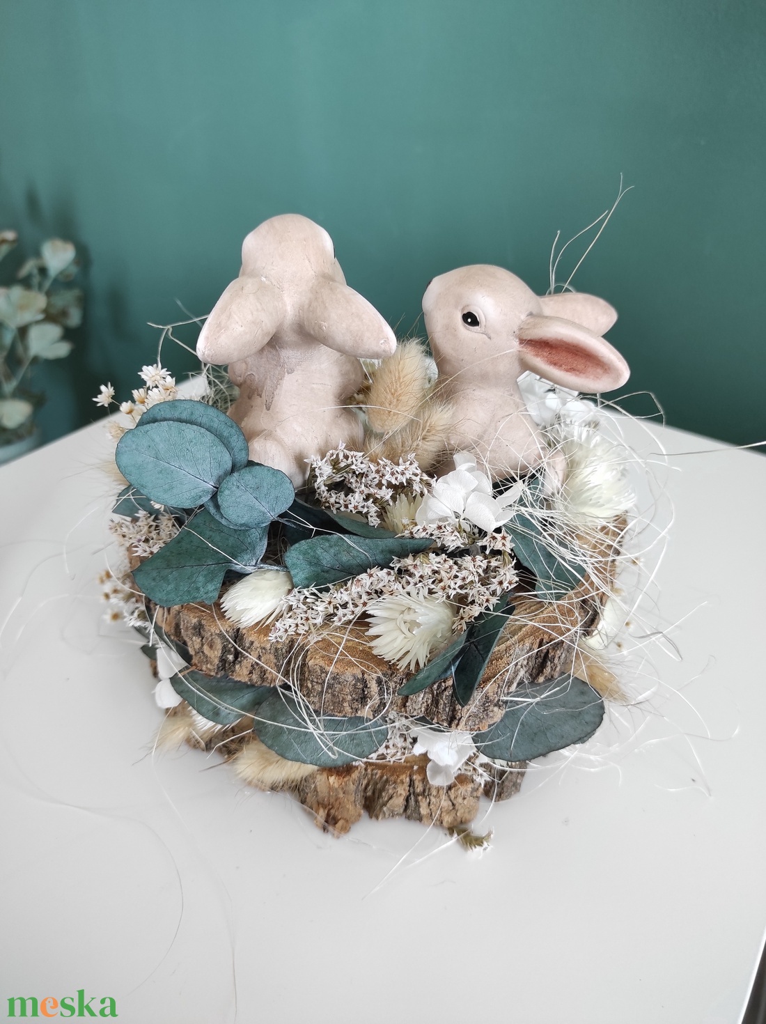 Húsvéti asztaldísz szárított virágokkal - otthon & életmód - dekoráció - asztal és polc dekoráció - asztaldísz - Meska.hu