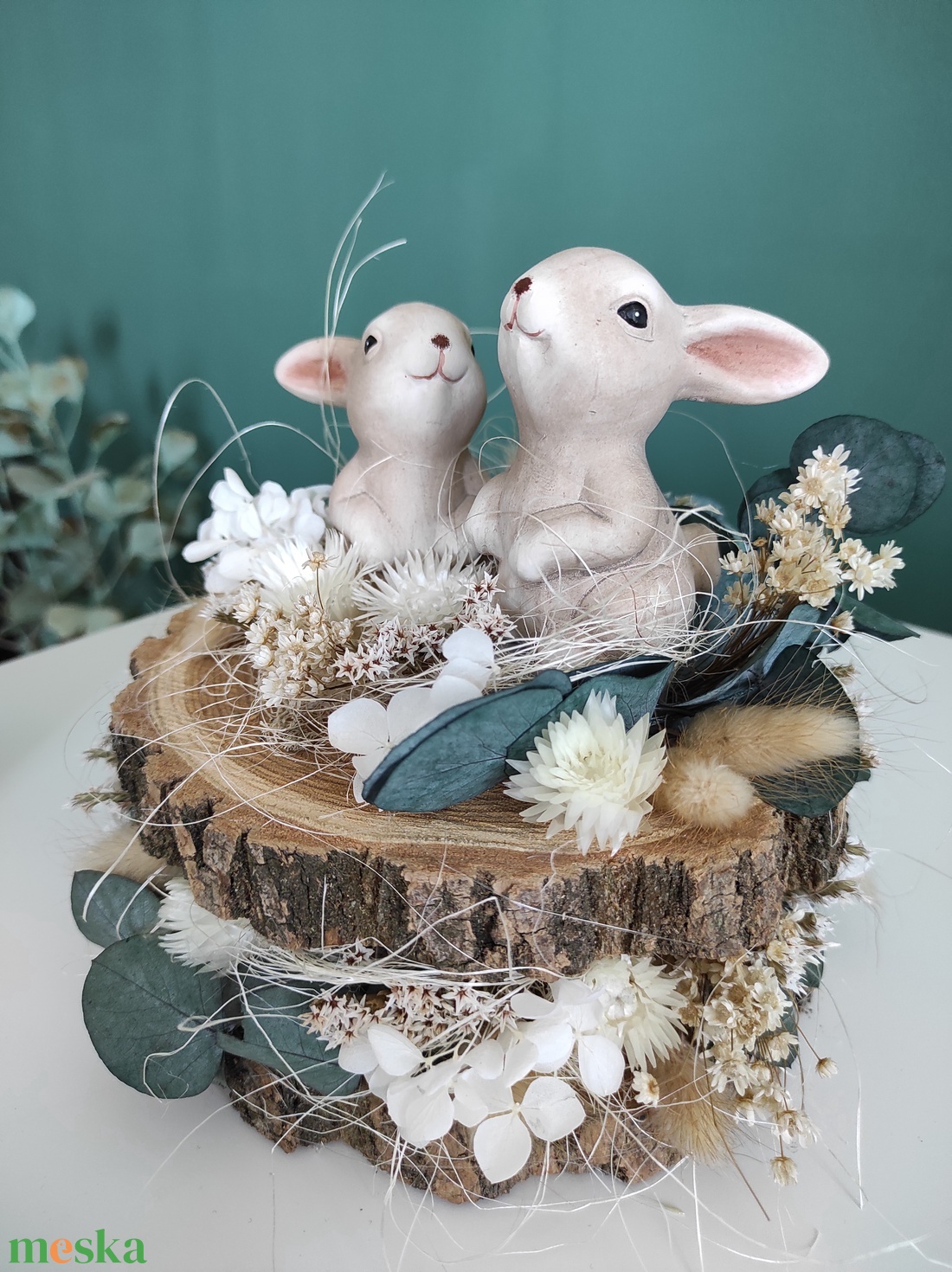 Húsvéti asztaldísz szárított virágokkal - otthon & életmód - dekoráció - asztal és polc dekoráció - asztaldísz - Meska.hu