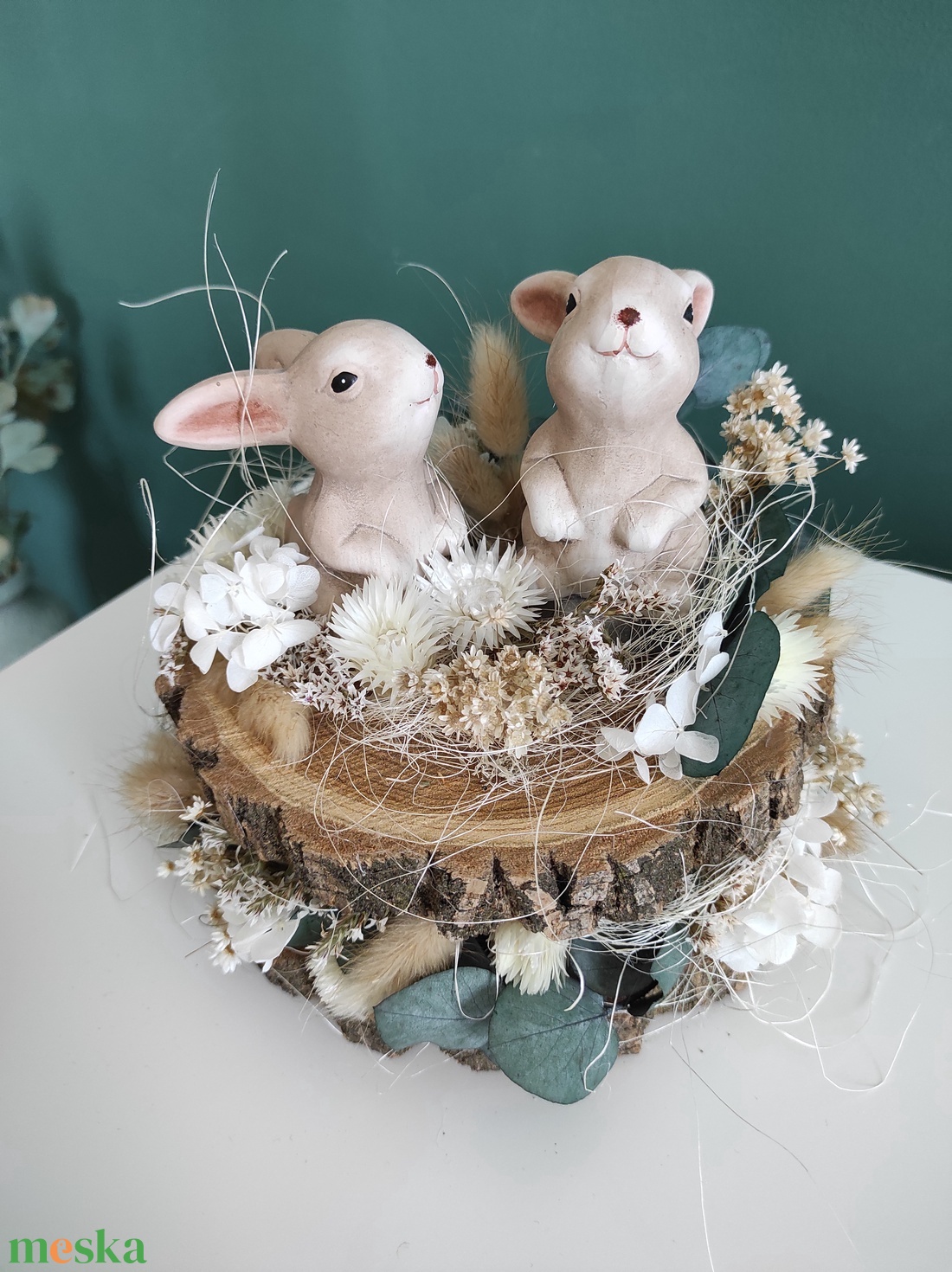 Húsvéti asztaldísz szárított virágokkal - otthon & életmód - dekoráció - asztal és polc dekoráció - asztaldísz - Meska.hu