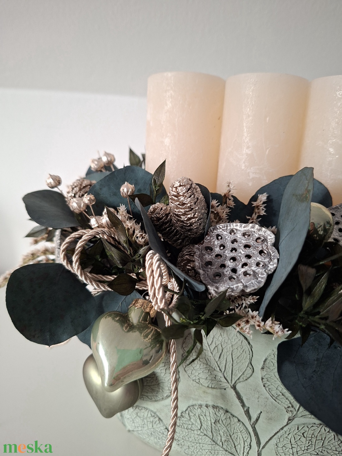 Eukaliptuszos adventi asztaldísz - karácsony - adventi díszek - adventi asztaldísz - Meska.hu