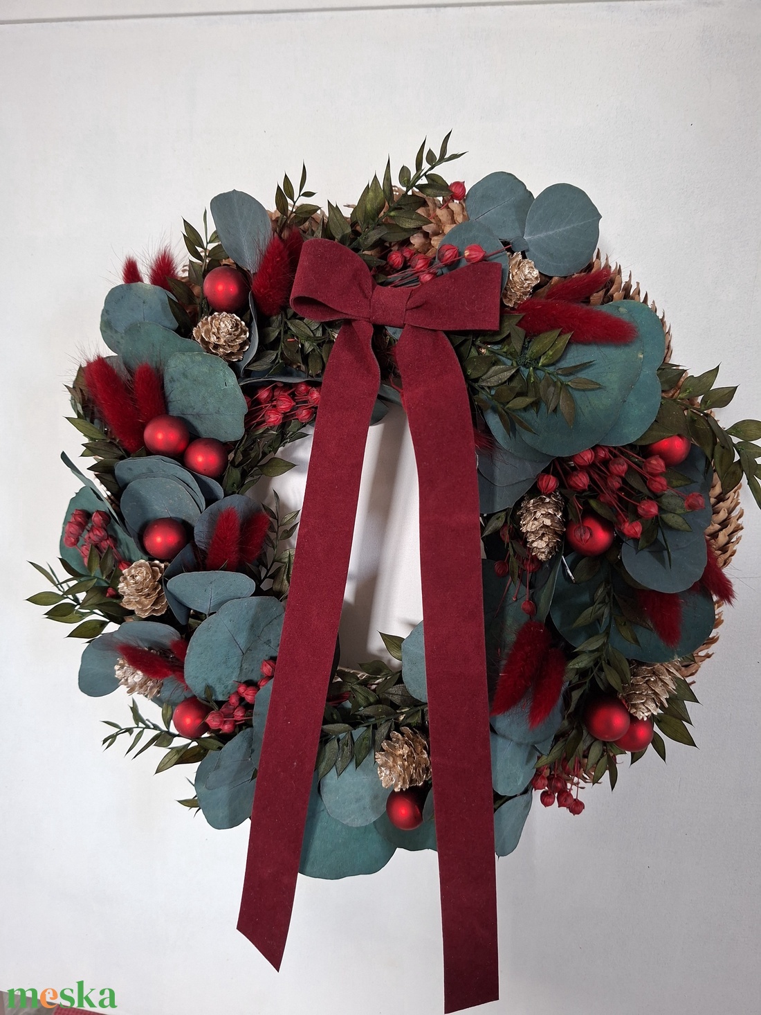 Bordó piros ajtódísz - karácsony - karácsonyi lakásdekoráció - karácsonyi ajtódíszek - Meska.hu