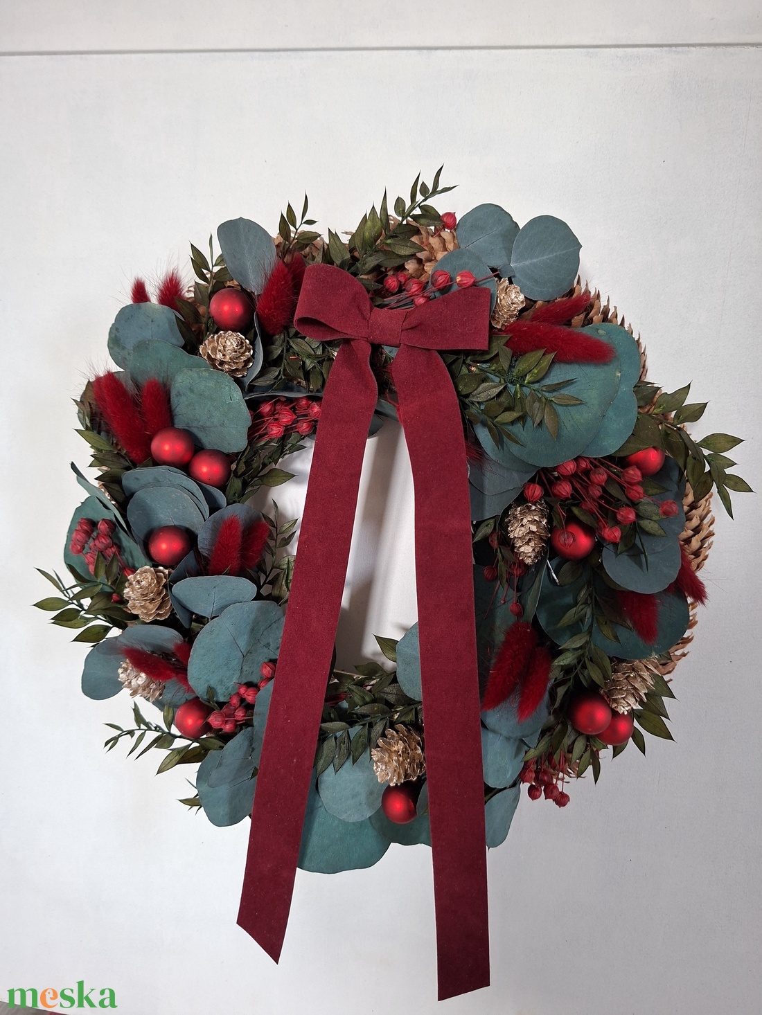 Bordó piros ajtódísz - karácsony - karácsonyi lakásdekoráció - karácsonyi ajtódíszek - Meska.hu