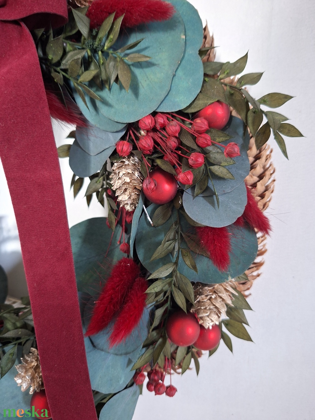 Bordó piros ajtódísz - karácsony - karácsonyi lakásdekoráció - karácsonyi ajtódíszek - Meska.hu