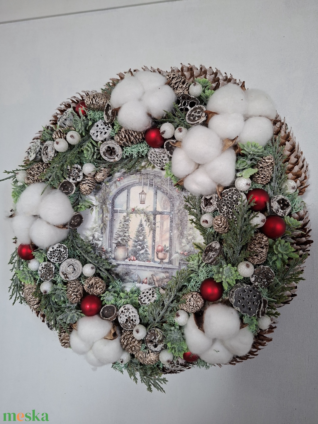 Havas hatású karácsonyi ajtódísz - karácsony - karácsonyi lakásdekoráció - karácsonyi ajtódíszek - Meska.hu