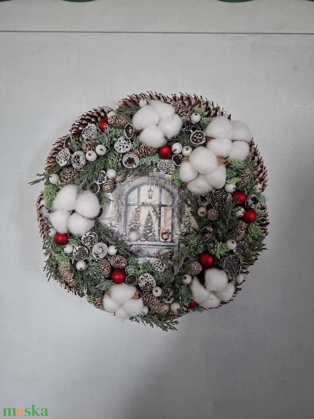 Havas hatású karácsonyi ajtódísz - karácsony - karácsonyi lakásdekoráció - karácsonyi ajtódíszek - Meska.hu