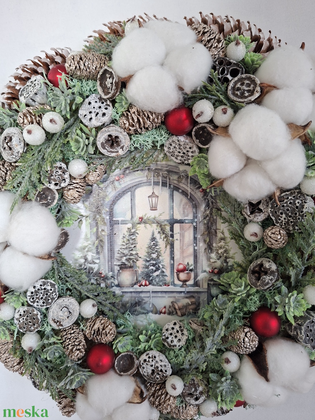 Havas hatású karácsonyi ajtódísz - karácsony - karácsonyi lakásdekoráció - karácsonyi ajtódíszek - Meska.hu