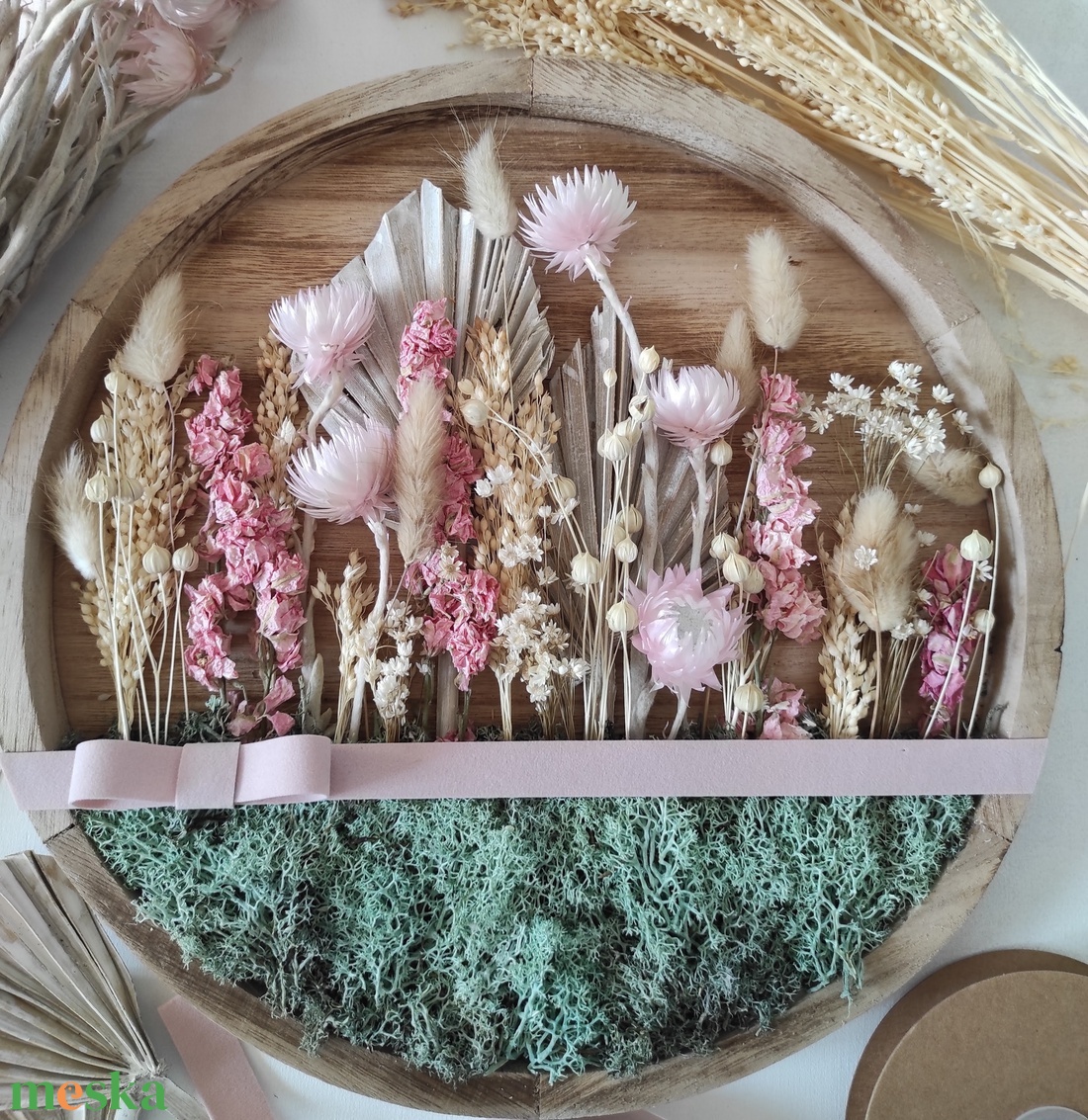 Szárazvirágos falidísz, ajtódísz - otthon & életmód - dekoráció - fali és függő dekoráció - falra akasztható dekor - Meska.hu