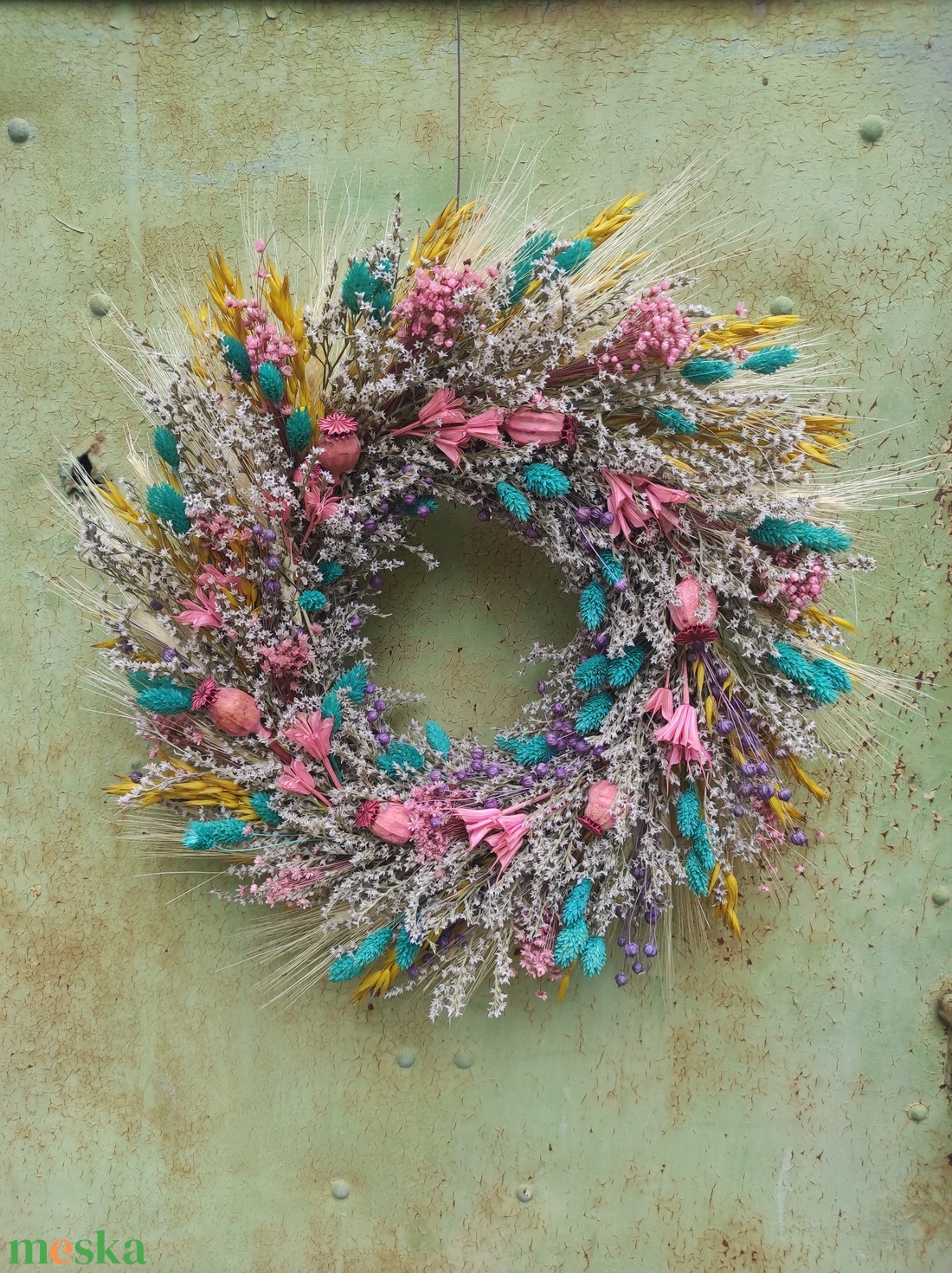 Szárazvirágos ajtódísz, falidísz - otthon & életmód - dekoráció - ajtó- és ablak dekoráció - ajtódísz & kopogtató - Meska.hu