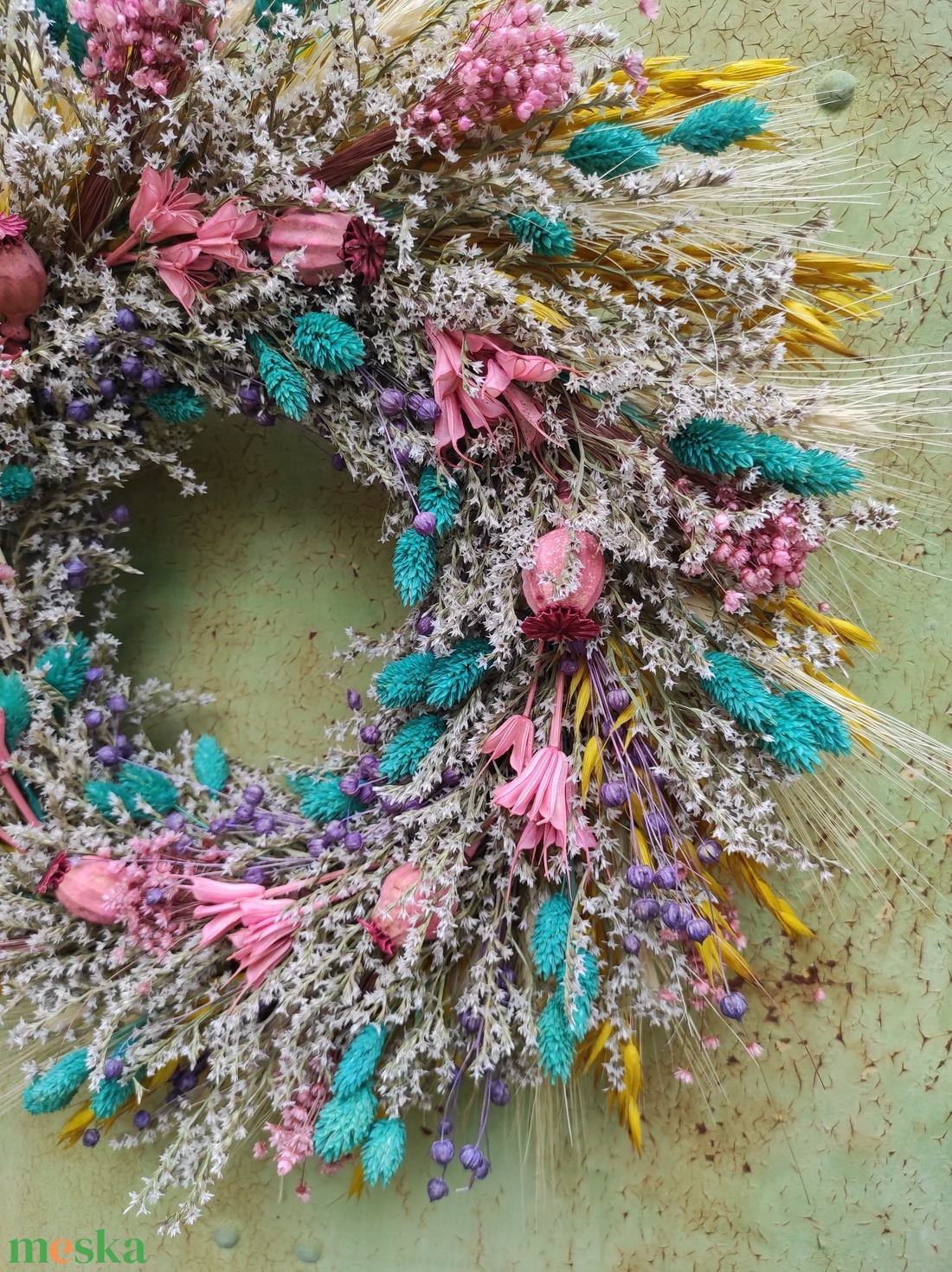 Szárazvirágos ajtódísz, falidísz - otthon & életmód - dekoráció - ajtó- és ablak dekoráció - ajtódísz & kopogtató - Meska.hu