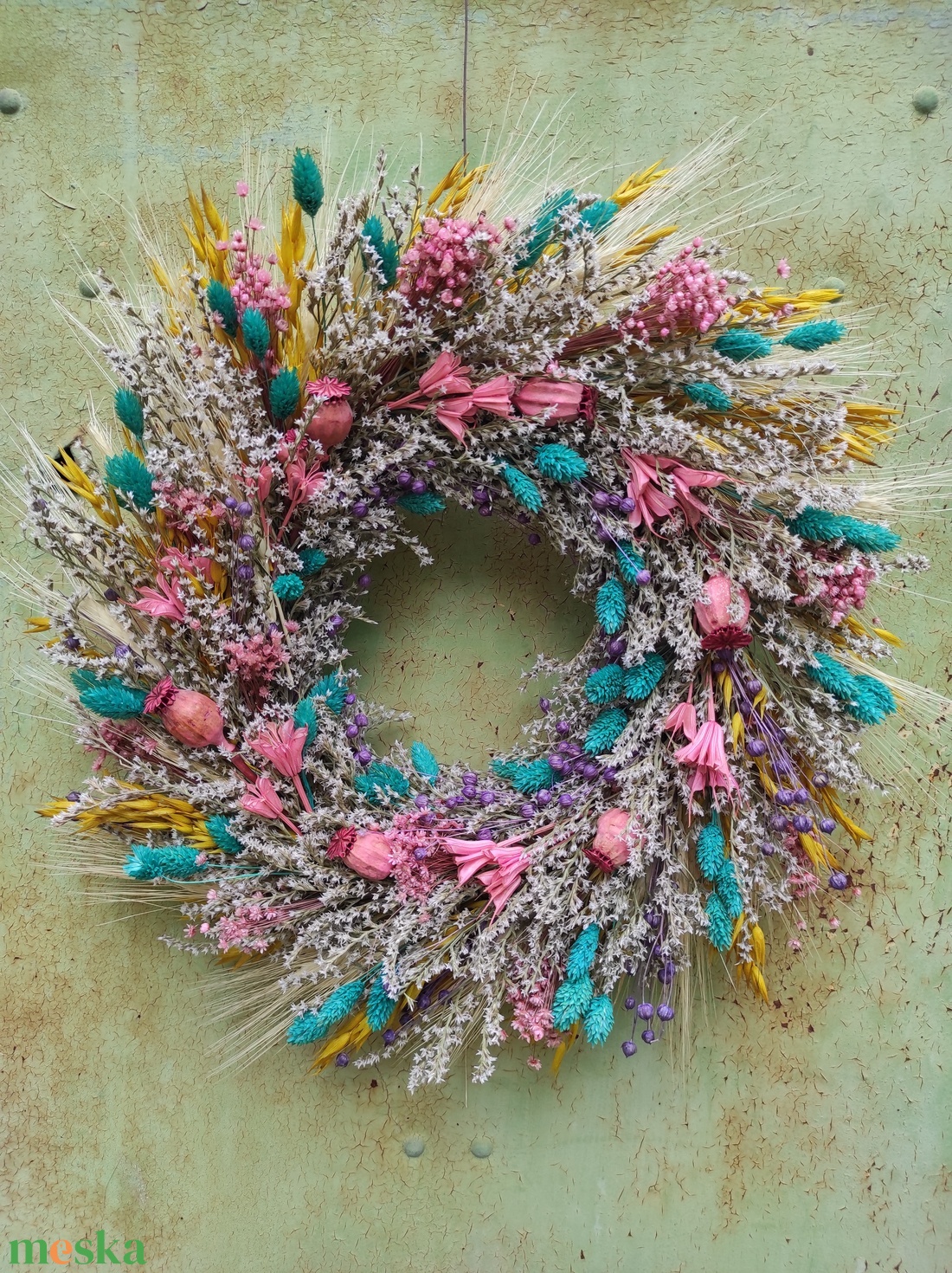 Szárazvirágos ajtódísz, falidísz - otthon & életmód - dekoráció - ajtó- és ablak dekoráció - ajtódísz & kopogtató - Meska.hu