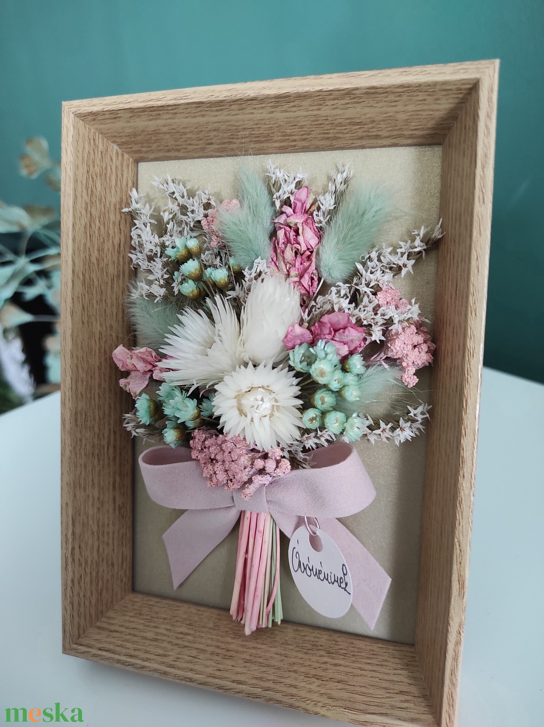 Szárított virágcsokor képkeretben - otthon & életmód - dekoráció - asztal és polc dekoráció - asztaldísz - Meska.hu