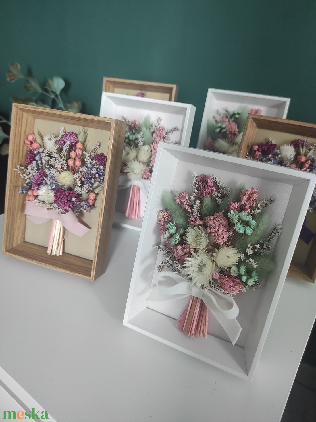 Szárított virágcsokor képkeretben - otthon & életmód - dekoráció - asztal és polc dekoráció - asztaldísz - Meska.hu