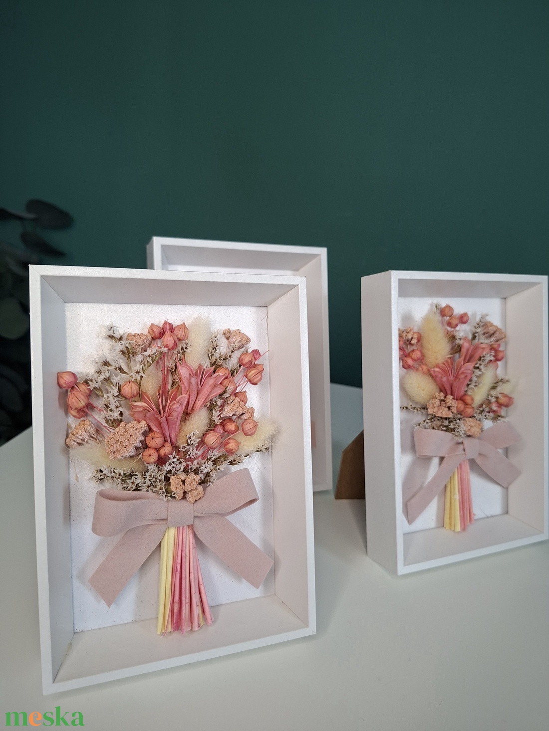 Szárított virágcsokor képkeretben - otthon & életmód - virágdekoráció - virágdíszek - fali virágdekoráció - Meska.hu