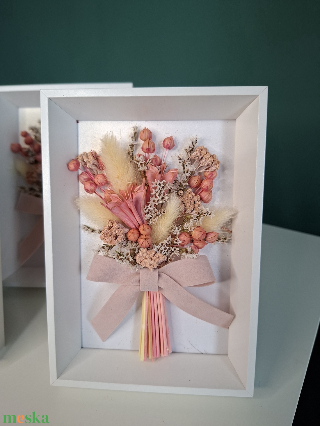 Szárított virágcsokor képkeretben - otthon & életmód - virágdekoráció - virágdíszek - fali virágdekoráció - Meska.hu