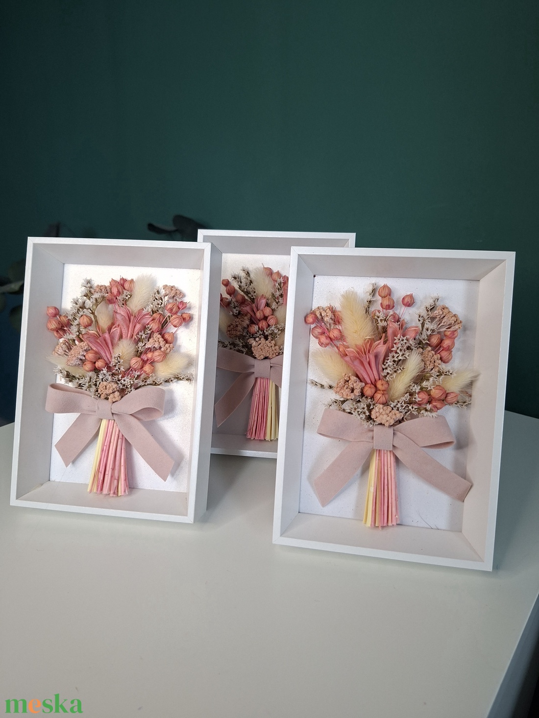 Szárított virágcsokor képkeretben - otthon & életmód - virágdekoráció - virágdíszek - fali virágdekoráció - Meska.hu