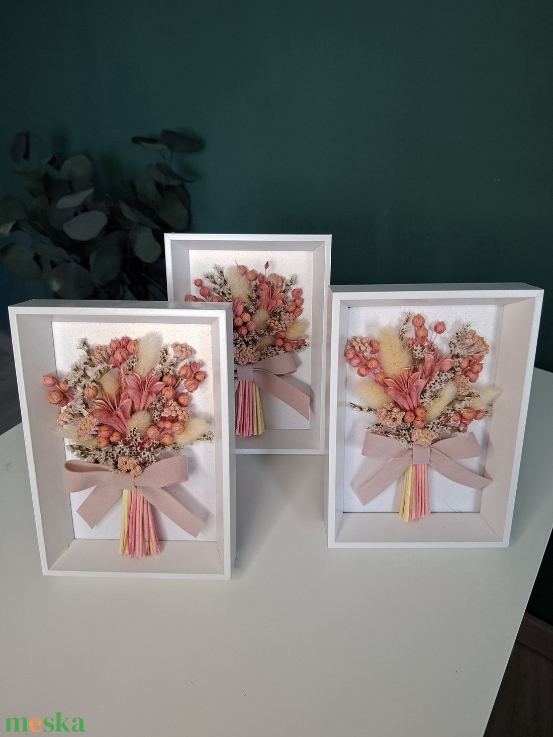 Szárított virágcsokor képkeretben - otthon & életmód - virágdekoráció - virágdíszek - fali virágdekoráció - Meska.hu
