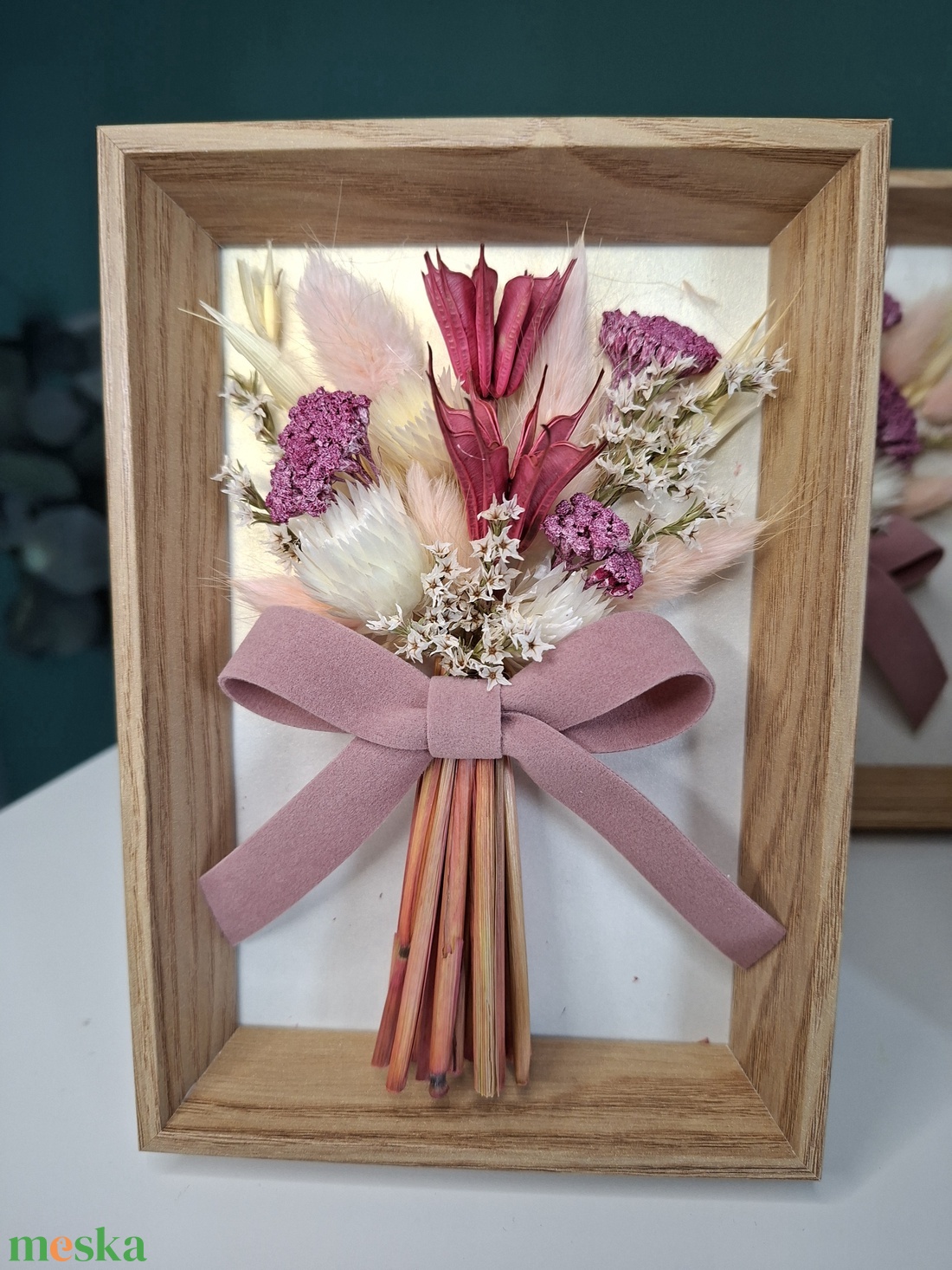 Szárított virágcsokor képkeretben - otthon & életmód - virágdekoráció - virágdíszek - fali virágdekoráció - Meska.hu
