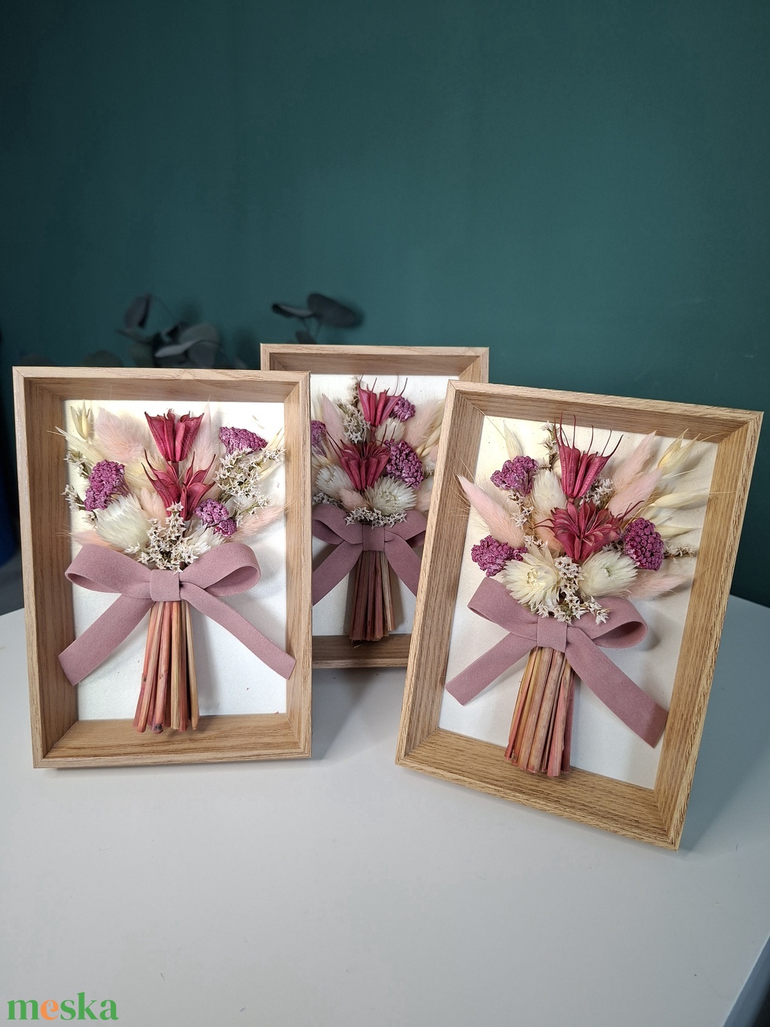Szárított virágcsokor képkeretben - otthon & életmód - virágdekoráció - virágdíszek - fali virágdekoráció - Meska.hu