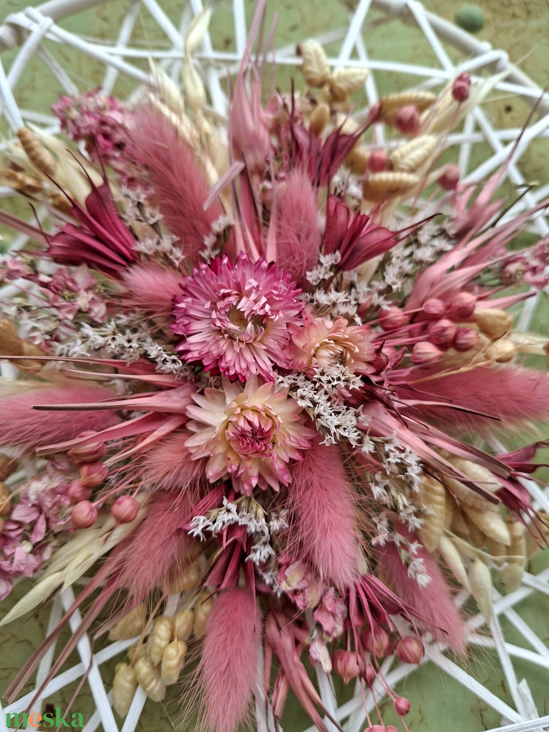 Szárazvirágos falidísz, ajtódísz - otthon & életmód - dekoráció - fali és függő dekoráció - falra akasztható dekor - Meska.hu