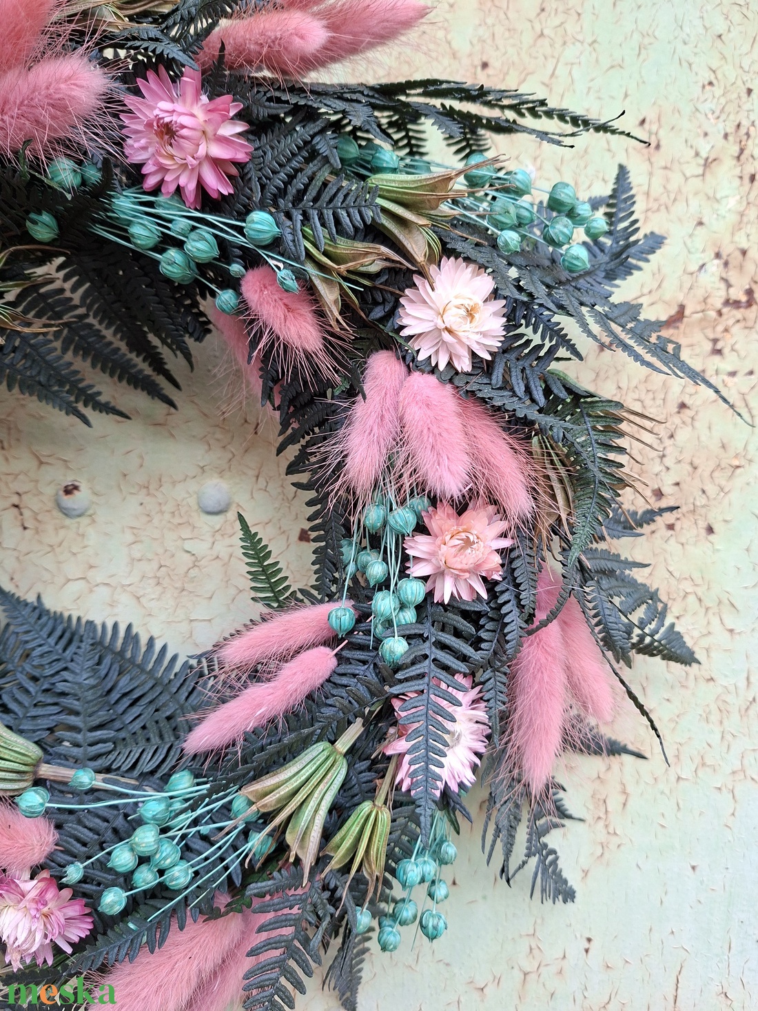 Tavaszi szárított virágos ajtódísz, falidísz - otthon & életmód - dekoráció - ajtó- és ablak dekoráció - ajtódísz & kopogtató - Meska.hu