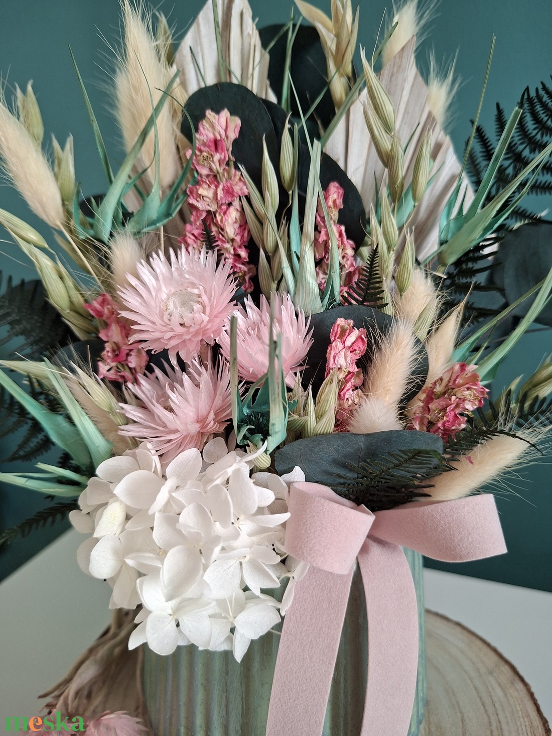 Tavaszi szárazvirágos asztaldísz kaspóban - otthon & életmód - virágdekoráció - virágdíszek - virágdísz kaspóban - Meska.hu