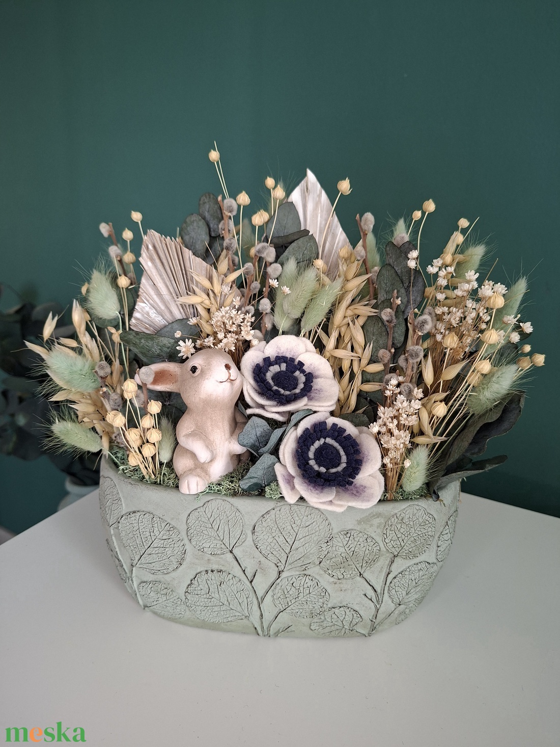 Szárazvirágos húsvéti asztaldísz - otthon & életmód - dekoráció - asztal és polc dekoráció - asztaldísz - Meska.hu