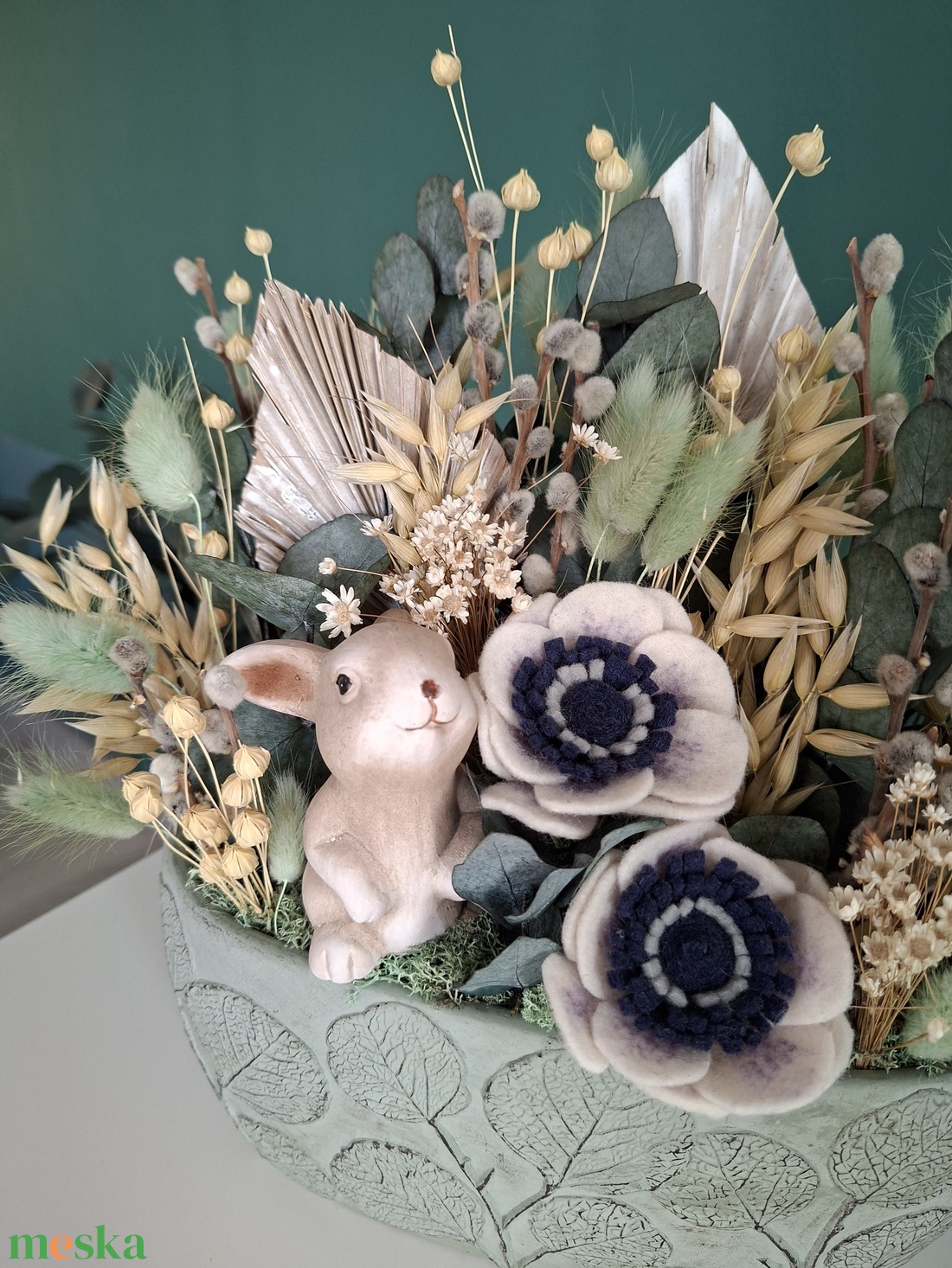 Szárazvirágos húsvéti asztaldísz - otthon & életmód - dekoráció - asztal és polc dekoráció - asztaldísz - Meska.hu