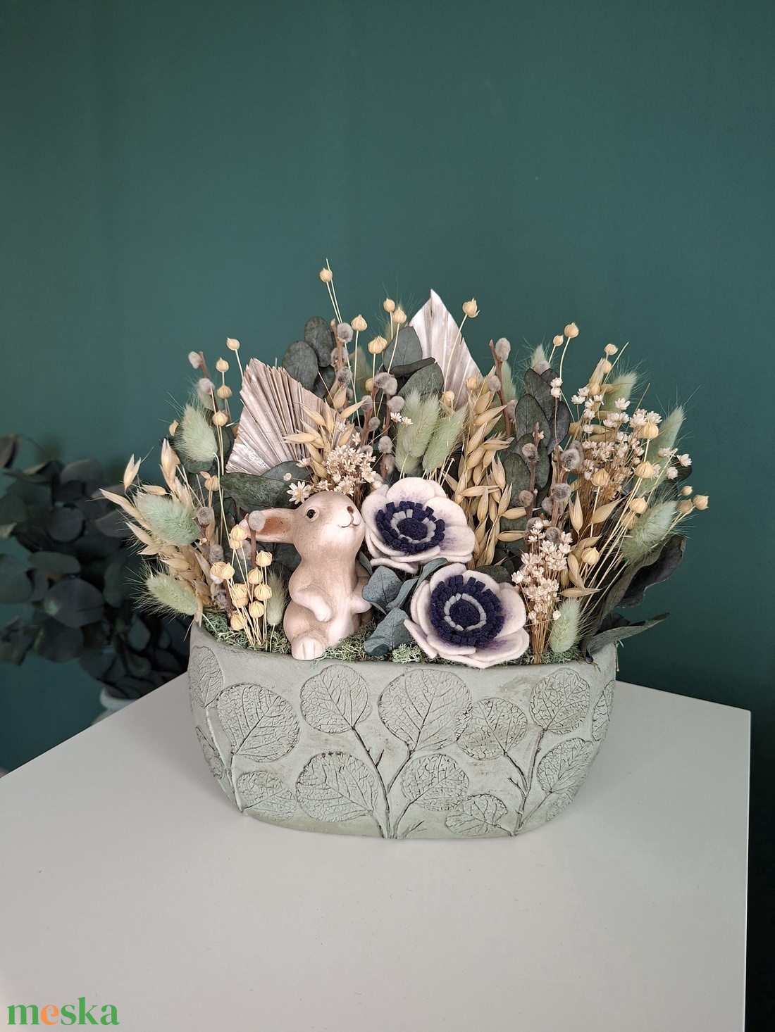 Szárazvirágos húsvéti asztaldísz - otthon & életmód - dekoráció - asztal és polc dekoráció - asztaldísz - Meska.hu